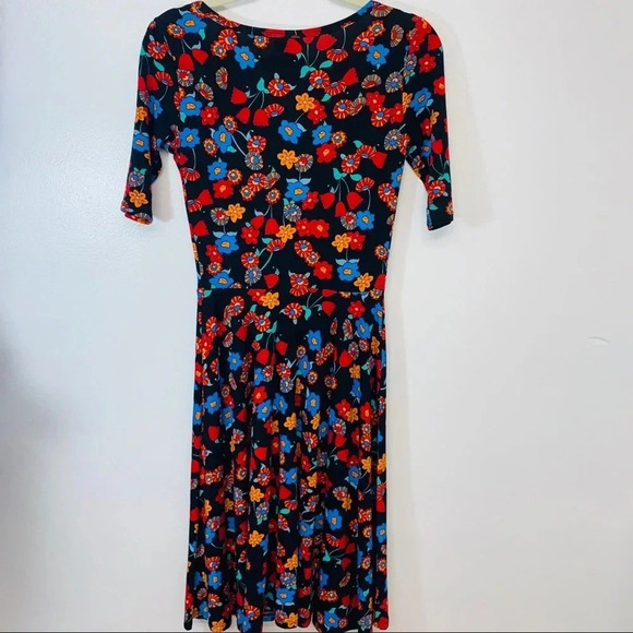 Lula Roe Dress XS Fit & Flare Red Floral H26 - Picture 5 of 10